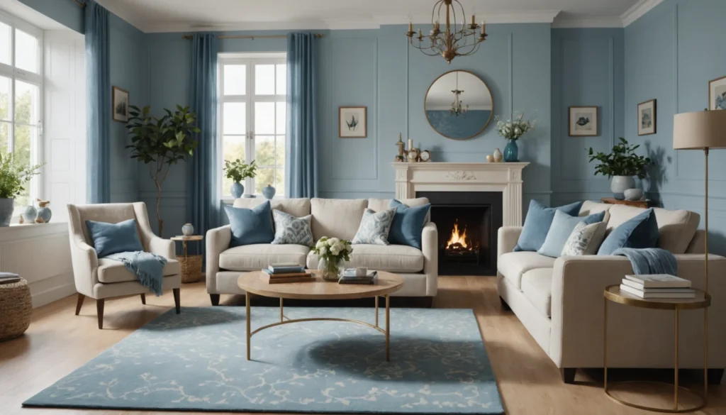 combinaison de beige et bleu